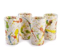 MEXTEQUIL Artisan Handmade Ceramic Shot Glasses Set - Modern Tequila & Mezcal Shooters - Unique Rustic Home Bar Gift (Confetti Pop)