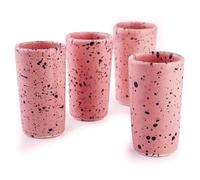 MEXTEQUIL Artisan Handmade Ceramic Shot Glasses Set - Modern Tequila & Mezcal Shooters - Unique Rustic Home Bar Gift (Cotton Candy Speckle)