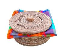 MEXTEQUIL - Authentic Mexican Tortilla Warmer Basket - Pine Needle Handwoven with Handloomed Cloth (Natural 8" w cloth)