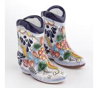 MEXTEQUIL - Talavera Cowboy Boot Shot Glasses - Set of 2 - Authentic Mexican Tequila Shot Glasses - Hand-painted - 3 Oz (Sky blue)