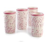MEXTEQUIL - Talavera Shot Glasses Set of 4 Authentic Mexican Tequila Shot Glasses - Hand-painted - 2 Oz (Pink Lace)