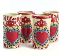 MEXTEQUIL - Talavera Shot Glasses Set of 4 Authentic Mexican Tequila Shot Glasses - Hand-painted - 2 Oz (Sacred Heart)