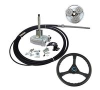 MEXWLOP 15 FT Boat Outboard Steering System Marine Engine Planetary Gear Steering Control With 15FT Cable And ABS Steering Wheel Boat Rudder