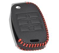 MEXWLOP 3 Buttons Car Key Cover, for Kia, Sedona Optima Ceed Soul Rondo Carens Black Leather Fob Case Keyless Holder Keychain Protection Car Key Cover
