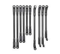 MEXWLOP Alloy Steering Link Rod 10Pcs 313mm Wheelbase Linkage All-car Pull 1/10, for Axial, for SCX10II 90046 90047 RC Crawler Car Suspension Arm(A)
