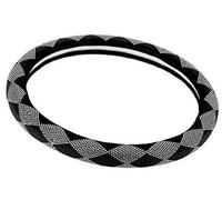 MEXWLOP Auto Interior Decorations 38cm Plush Car-styling Car Steering Wheel Covers Colorful Rhinestone Covered Universal Steering Wheel Trim Sticker(White)