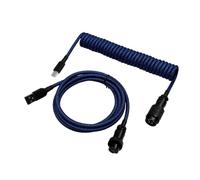 MEXWLOP LANO Custom Paracord Coiled Mechanical Keyboard Type C Data Spring Cable GX16 Aviator Coil Spiral Usb C Gaming Coiled Cable Tailgate Cable(Dark Blue BLack)