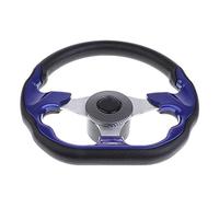 MEXWLOP Replacement 320mm Battle Style Aluminum Marine Sport Pontoon Boat Steering Wheel Soft Foam Grip Blue Car Accessories Boat Rudder