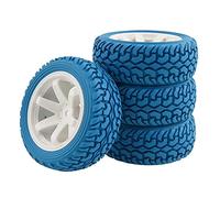 MEXWLOP Rubber Tires Wheel Rims, for HSP, for HPI, 1/10 On-Road Rally Car RC 702-8019 High Grip Remote Control Tyres(Blue Tires)
