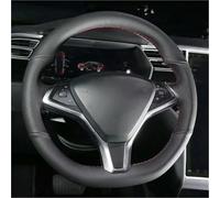 MEXWLOP vehicle steering wrap Car Steering Wheel Cover Black Covers, for Model S X 2016-2020 Auto Accessories(Red Thread)