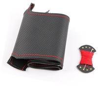MEXWLOP vehicle steering wrap Car Steering Wheel Cover Black, for I40 2011-2019 Protective Auto Accessories(Red thread)