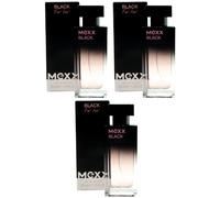 Mexx Black for Her Eau de Toilette 3 X 30ml EDT Spray for Woman With Litschiduft