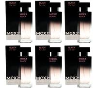 Mexx Black for Her Eau de Toilette 6 X 30ml EDT Spray for Woman With Litschiduft