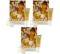 Mexx Gift Set Woman For Her 3 Sets = 3 x 20ml EDT Spray + 3 x 50ml Shower Gel