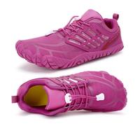 MeXYZ Women's Barefoot Hiking Shoes, Wide Toe Box Zero Drop Minimalist Cross-Trainer Sneakers for Running, Walking, Water Sports, Travel & Gym, Breathable Lightweight Grounded Footwear, Rosy, 8.5 UK