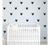 MEYA 176pcs Cartoon Mickey Mouse Head Art Wall Decals for Kids Room Boy Bedroom Vinyl Wall Decor Nursery Kids Wall Stickers (Black)