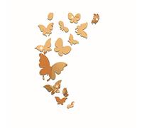 MEYA Set 14pcs DIY Butterfly Mirror Sticker, Beautiful 3D Butterfly Mirror Wall Decal&Murals DIY Home Decoration (Gold)