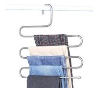 MEYA Set of 2 Trousers Rack Closet Hangers Stainless Steel S-type Pants Hangers Multi Layer Space Saver Storage Rack