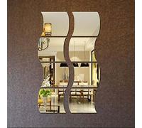 MEYA Wave Wall Mirror Sticker,3D Crystal Mirror Square Wall Decal& Murals For Living Room Bedroom Home Deco Size 25x25CM,4PCS/lot (Silver)