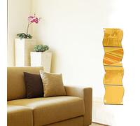 MEYA Wave Wall Mirror Sticker,3D Crystal Mirror Square Wall Decal& Murals for Living Room Bedroom Home Deco Size 25x25CM,4PCS/lot (Gold)