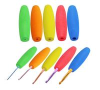 MEYAGO 5PCS Crochet Hook Grips Set Ergonomic Crochet Hook Handle Multi-Size Ergonomic Crochet Hook Handle Attachment - Fits 2mm to 10mm Hooks