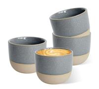 MEYAGOT Espresso Cups Set of 4, Grey Ceramic Stoneware Coffee Cups with Handles, 7.3 cm, 120 ml Capacity, Ideal for Doppio, Lungo, Espresso Macchiato, Cortado, Babyccino