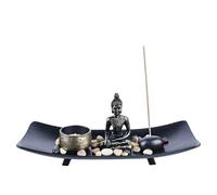 MEYAGOT Zen Garden Set with Buddha Figure, Sitting Buddha Statue, Incense Sticks Holder, Buddhism Incense Holder, Stones, for Gift, Home Decor and Office