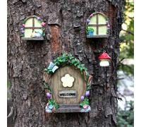 Meyas Garden Sculptures Outdoor Statues - Miniature Fairy Decoration Gnome Ornament Accessories Kit Art Yard Tree Face Figure Decoration - Glow in the Dark