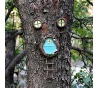 Meyas Outdoor Statues & Garden Sculptures - Miniature Fairy Ornaments with Tree Face Hugger - Decorative Figurines that Glow in the Dark