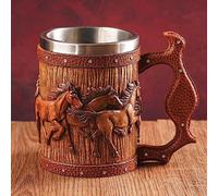 Meyas Viking Beer Mug - Stainless Steel Tankard, Drinking Cup for Coffee/Beverage/Juice - Medieval Drinkware, 17oz Gift for Men, Bar Decoration