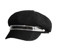 Meyaus Women Retro Cotton Newsboy Cap Cabbie Paperboy Painter Visor Hat, Lace Black, One Size
