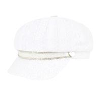 Meyaus Women Retro Cotton Newsboy Cap Cabbie Paperboy Painter Visor Hat, Lace White, One Size
