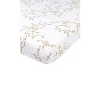 Meyco Baby Branches Baby Cradle Fitted Sheet (100% Jersey Cotton Flat Sheet, Extra Soft, Comfortable and Breathable, with Elasticated All Around Size: 40 x 80/90 cm), Sand