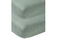 Meyco Baby Plain Fitted Sheets for Cot Bed (Flat Sheet with Soft Jersey Quality, Made from 100% Cotton, Perfect Fit Thanks to All-Round Elastic, Dimensions: 60 x 120 cm), Stone Green