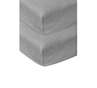 Meyco Baby Fitted Sheets for Cot, Pack of 2, 70 x 140 cm, Jersey Fitted Sheet, 100% Cotton, Oeko Tex Certified, All-Round Elastic, Breathable, Plain, Grey