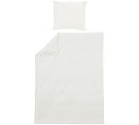 Meyco Home Basic Jersey Plain Bed Linen for 1 Person (100% Cotton, Breathable Material, Easy Care, Practical Wrapping Strip, Dimensions: 140 x 200/220 cm), Cream White