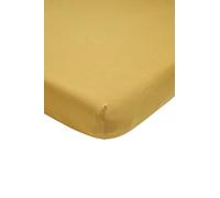 Meyco Home Basic Jersey Plain Fitted Sheet for 1 Person (Flat Sheet with Soft Jersey Quality, 100% Cotton, thanks to All-Round Elastic, Dimensions: 120 x 200 cm), Honey Gold