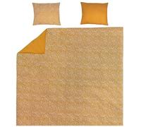 Meyco Home Cheetah/Plain Double Bed Linen (Cotton, Breathable Material, Easy Care, Practical Wrapping Strip, Dimensions: 240 x 200/220 cm), Honey Gold