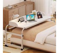 MEYEBP Bedtable Overbed Table with Wheels, Adjustable Height Over The Bed Table Desk King Size, Rolling Desk Over Bed, King Beds Rolling Medical Bed Desk for Hospital and Home