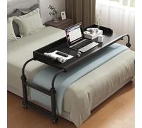 MEYEBP Bedtable Overbed Table with Wheels, Adjustable Height Over The Bed Table King Size, Rolling Desk Over Bed for Hospital and Home