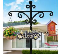 Meyecon Shepherd Crook Hooks Shepherds Hooks for Garden Outdoor Shepherd's Hooks Adjustable Height Heavy Duty Double Hooks (76C)