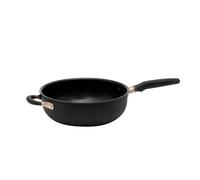 Meyer Accent Deep Frying Pan Non Stick 26cm - Induction Suitable Chefs Pan with Ergonic Heat Resistant Handles, Dishwasher Safe, Durable Hard Anodised Cookware, Black, 4.3L