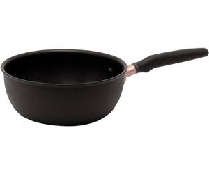 Meyer Accent Large Saucepan Non Stick 22cm - Induction Suitable Saucier Pan with Ergonomic Heat Resistant Handles, Dishwasher Safe, Durable Hard Anodised Cookware, Black, 2.8L