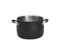 Meyer Accent Stainless Steel Stock Pot 7.6L/24cm - Black Stock Pot Induction Suitable with Easy Pour Rim, Ceramic Non Stick Exterior & Heat Resistant Handles, Durable Cookware