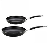Meyer Induction Sets Black Round Aluminium Dishwasher Safe Frying Pan Set 20 & 28 Cm Twin Pack