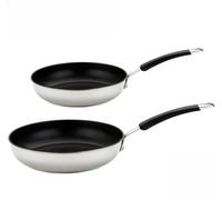 Meyer Frying Pan Set in Stainless Steel Non Stick Induction Cookware - 20/28 cm Silver Twin Pack Frying Pan