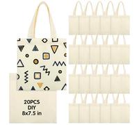 Meyeyaia 20 Pcs Canvas Tote Bag Bulk, 8X7.5 Inch Sublimation Mini Blank Tote Bags Bulk, Reusable Grocery Luggage Bags for Heat Transfer, DIY Christmas Craft Present