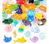 Meyeyaia 38PCS Mini Resin Sea Animals,38 Styles Mixed Small Ocean Animals Figurines, Tiny Resin Animal Bulk for DIY Fish Tank Potted Micro Fairy Garden Dollhouse