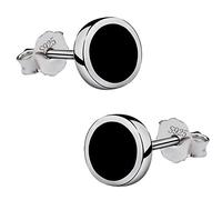 Meyiert 925 Sterling Silver Round Black Paint Stud Earrings(with Gift Box) (White)