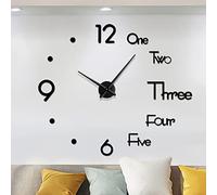 Meyiert Modern DIY Frameless Mute Large Wall Clock 3D Mirror Sticker Metal Big Watches Wall Clock for living Room Kitchen Home Office Decoration (Black)